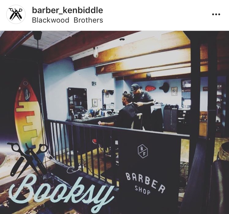 Ken Biddle at Barnet Fair barber shop